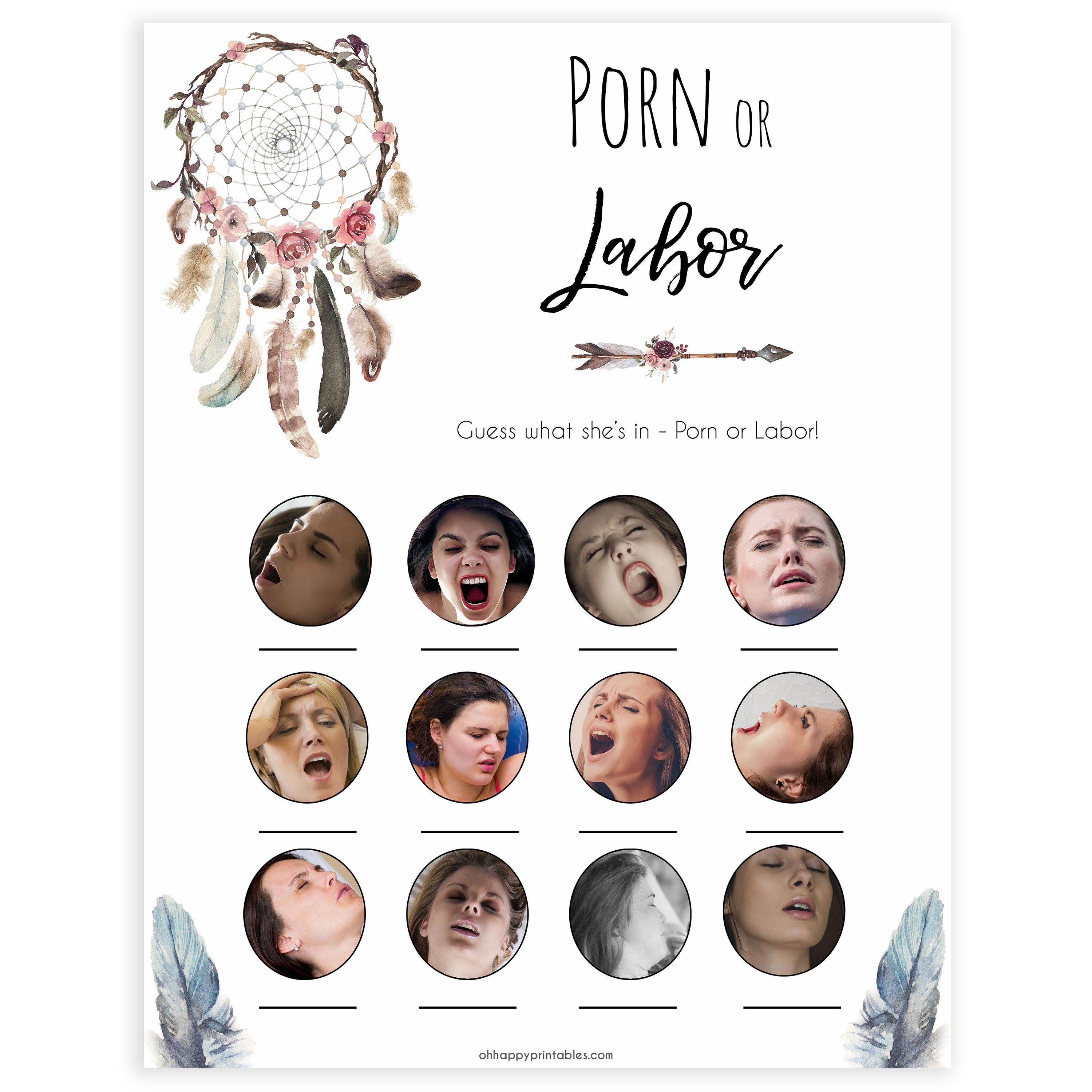 Boho baby games, porn or labour, labor or porn baby game, fun baby games, printable baby games, top 10 baby games, boho baby shower, baby games, hilarious baby games