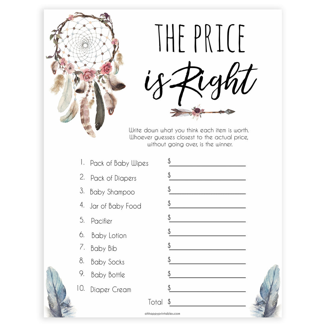 Boho baby games, the price is right baby game, fun baby games, printable baby games, top 10 baby games, boho baby shower, baby games, hilarious baby games