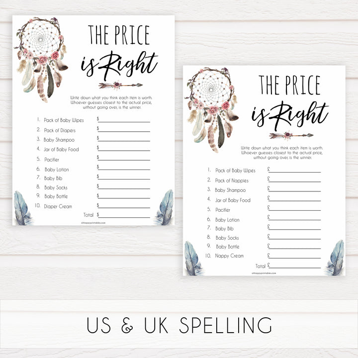 Boho baby games, the price is right baby game, fun baby games, printable baby games, top 10 baby games, boho baby shower, baby games, hilarious baby games