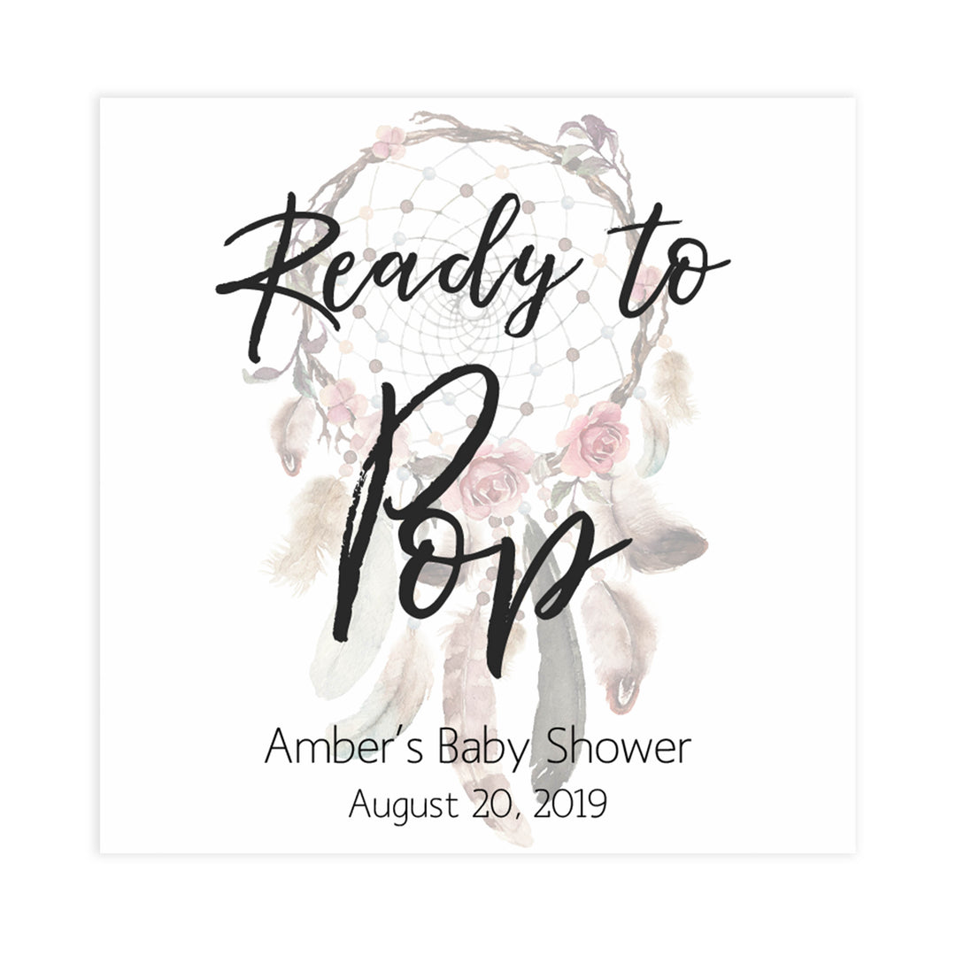 ready to pop tags, pop tags, Printable baby shower games, boho baby shower games, dreamcatcher baby games, fun baby shower games, top baby shower ideas