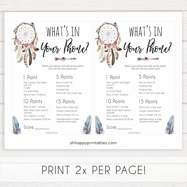 Boho baby games, whats in your phone baby game, fun baby games, printable baby games, top 10 baby games, boho baby shower, baby games, hilarious baby games