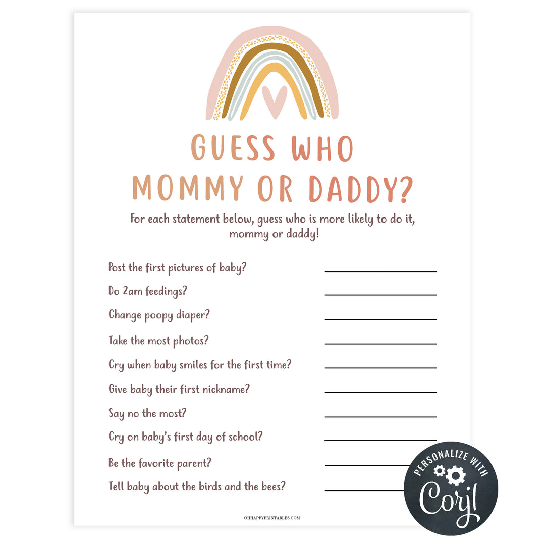 Guess who baby shower game, Printable baby shower games, boho rainbow baby games, baby shower games, fun baby shower ideas, top baby shower ideas, boho rainbow baby shower, baby shower games, fun boho rainbow baby shower ideas
