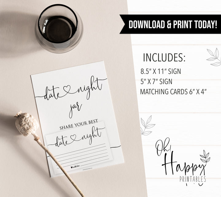 minimalist bridal shower games, date night jar, bridal shower games bundle, printable bridal games, bridal shower games, how knows the bridal, top bridal shower games