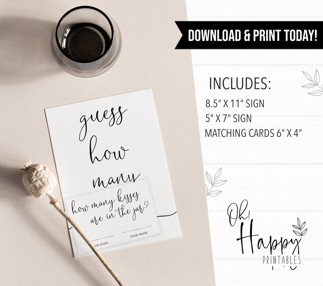 minimalist bridal shower games, how many kisses in the jar, bridal shower games bundle, printable bridal games, bridal shower games, how knows the bridal, top bridal shower games