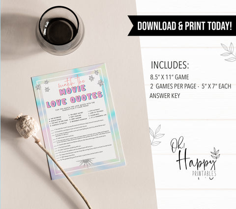 match the movie love quotes, Space cowgirl bridal shower games, printable bridal shower games, bridal games, bridal shower games, disco bridal games