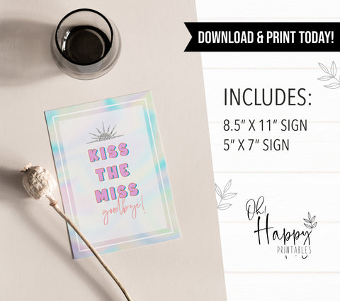 kiss the miss sign, Space cowgirl bridal shower games, printable bridal shower games, bridal games, bridal shower games, disco bridal games