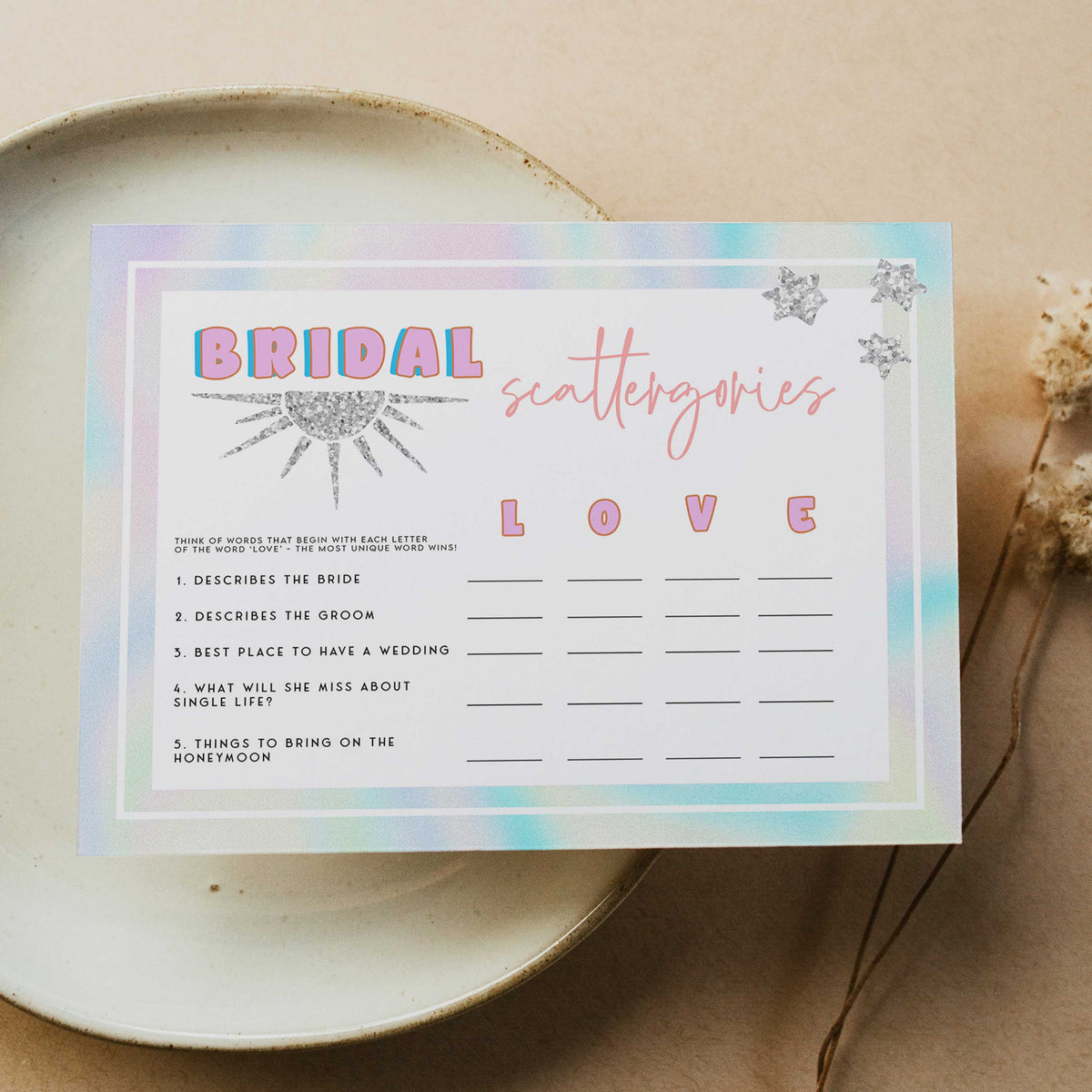 bridal scattergories game, Space cowgirl bridal shower games, printable bridal shower games, bridal games, bridal shower games, disco bridal games
