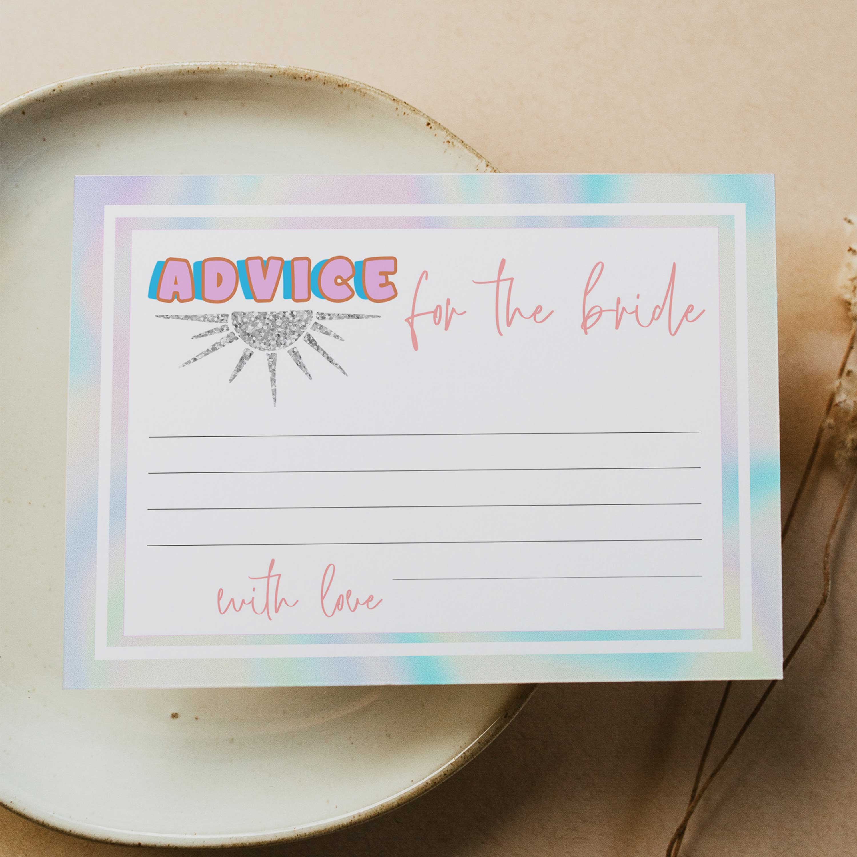 advice for the bride keepsake, Space cowgirl bridal shower games, printable bridal shower games, bridal games, bridal shower games, disco bridal games
