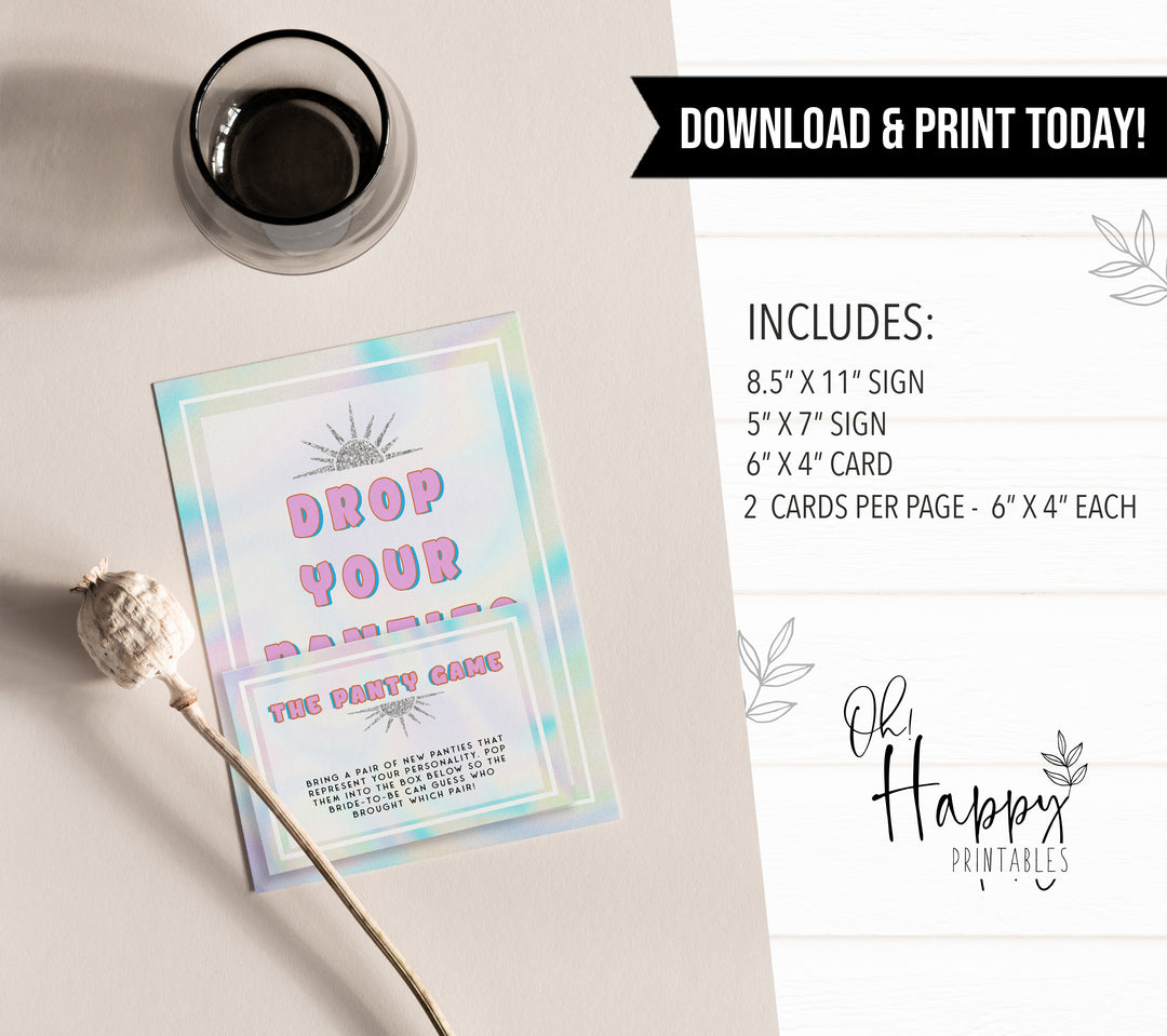 drop your panties game, Space cowgirl bridal shower games, printable bridal shower games, bridal games, bridal shower games, disco bridal games