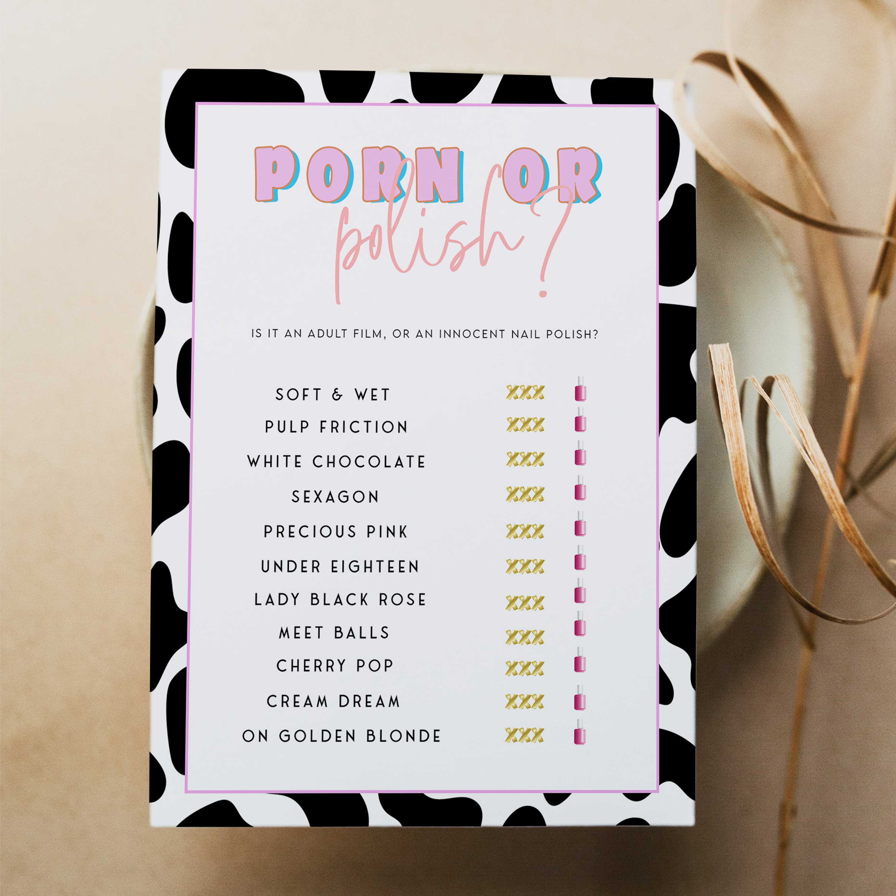 porn or polish game, Space cowgirl bachelorette party games, printable bachelorette party games, dirty hen party games, adult party games, disco bachelorette games