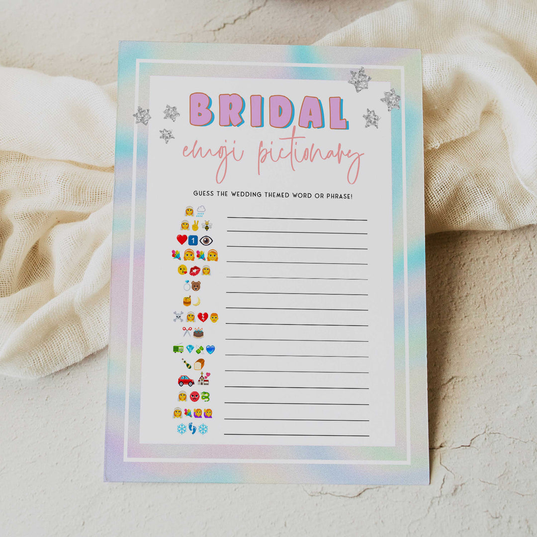 bridal emoji pictionary game, Space cowgirl bridal shower games, printable bridal shower games, bridal games, bridal shower games, disco bridal games