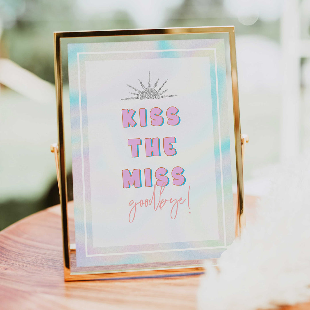 kiss the miss sign, Space cowgirl bridal shower games, printable bridal shower games, bridal games, bridal shower games, disco bridal games
