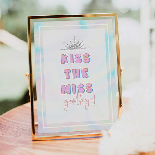 kiss the miss sign, Space cowgirl bridal shower games, printable bridal shower games, bridal games, bridal shower games, disco bridal games