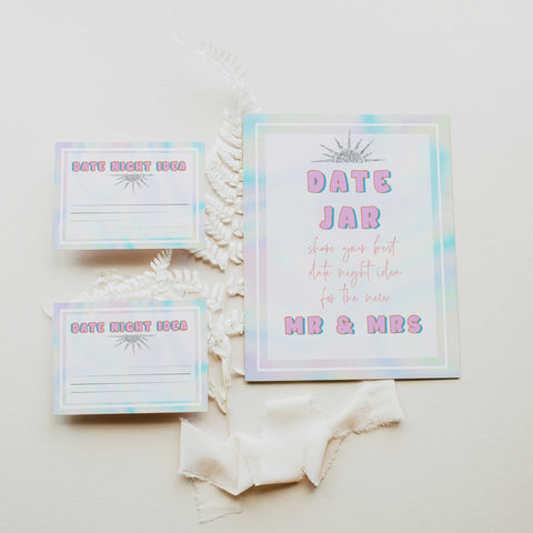 date night jar game, Space cowgirl bridal shower games, printable bridal shower games, bridal games, bridal shower games, disco bridal games