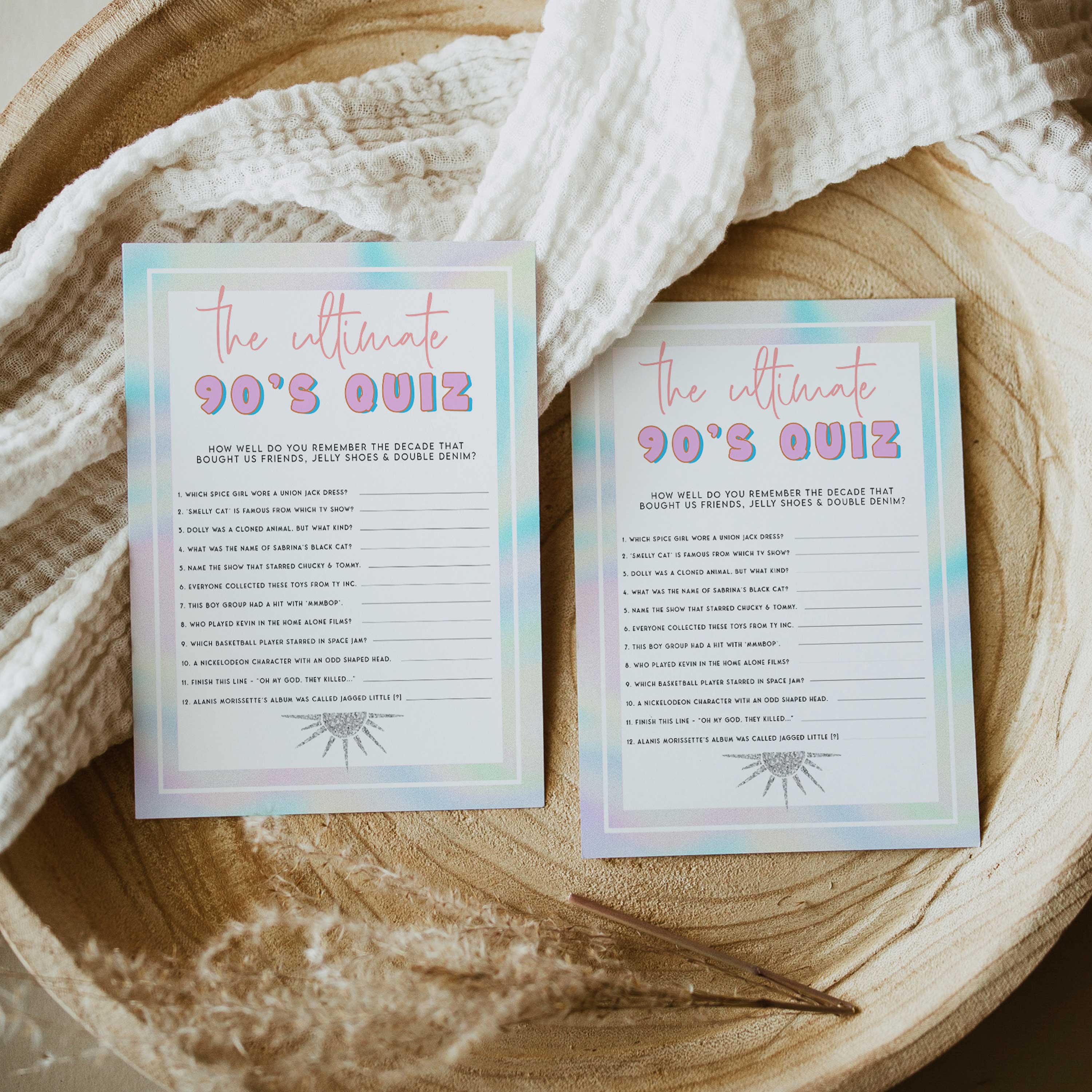ultimate 90s quiz game, Space cowgirl bachelorette party games, printable bachelorette party games, dirty hen party games, adult party games, disco bachelorette games