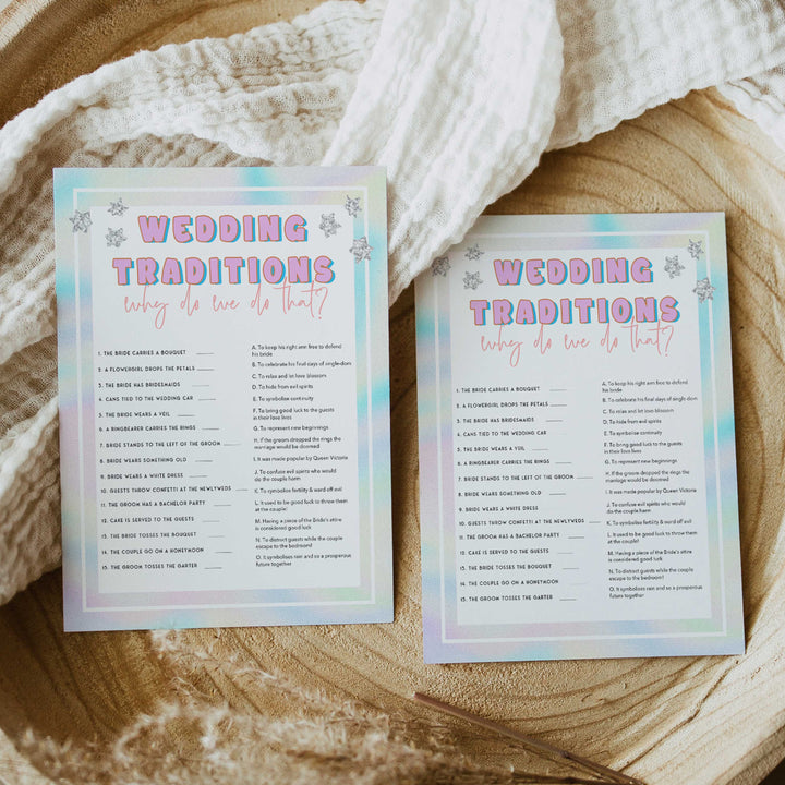 wedding traditions game, Space cowgirl bridal shower games, printable bridal shower games, bridal games, bridal shower games, disco bridal games