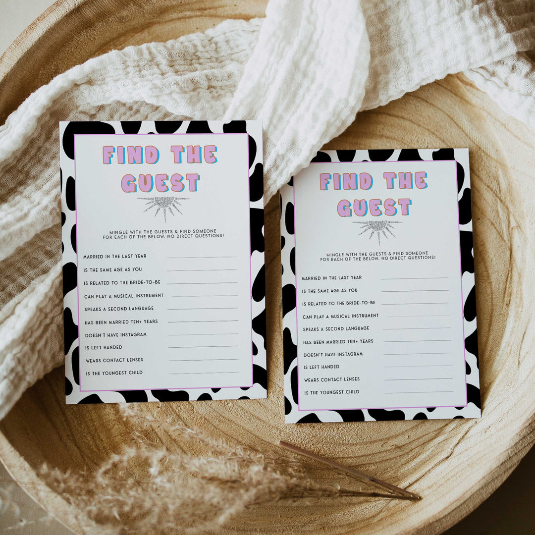 find the guest games, Space cowgirl bridal shower games, printable bridal shower games, bridal games, bridal shower games, disco bridal games