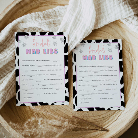 bridal shower mad libs game, Space cowgirl bridal shower games, printable bridal shower games, bridal games, bridal shower games, disco bridal games