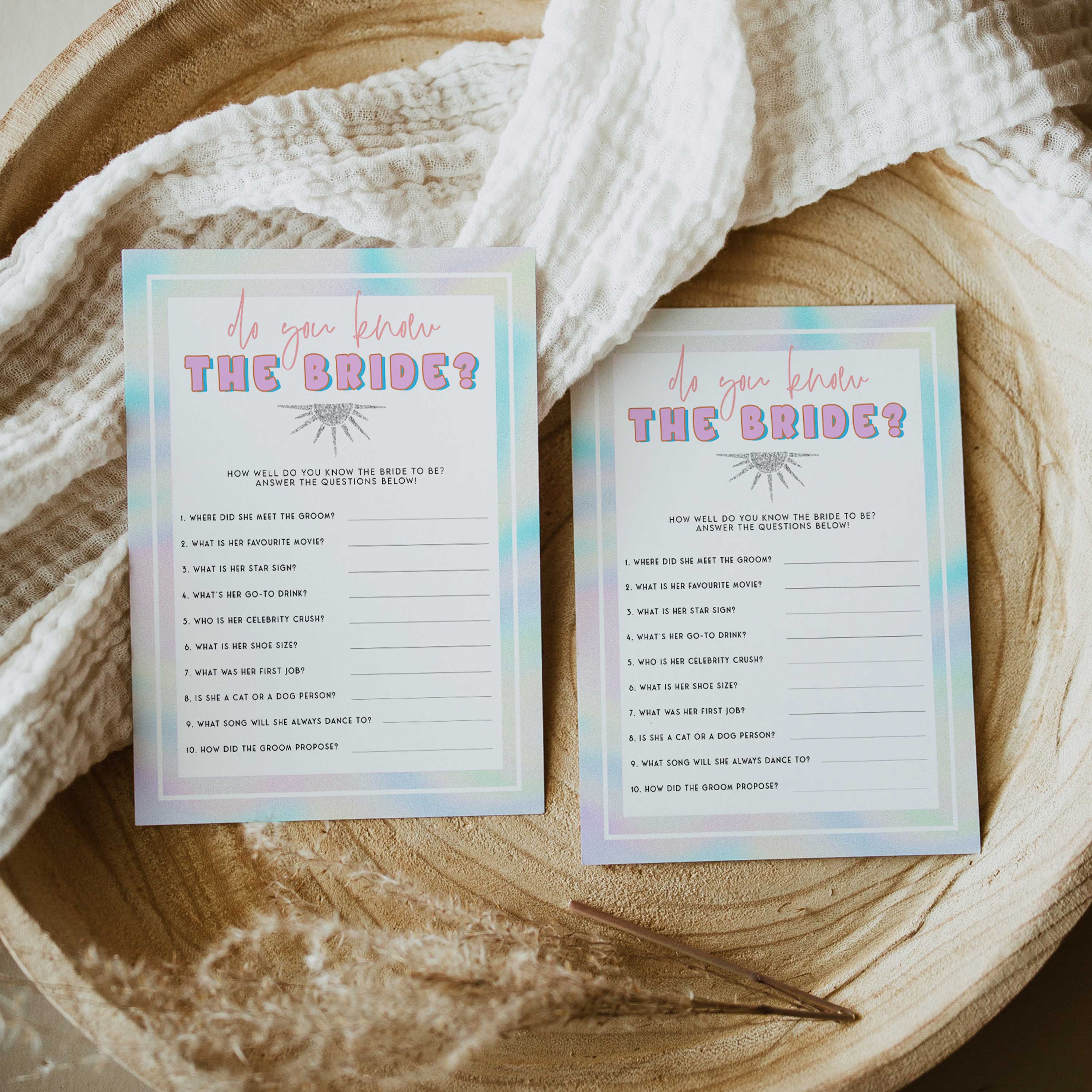 do you know the bride game, Space cowgirl bridal shower games, printable bridal shower games, bridal games, bridal shower games, disco bridal games