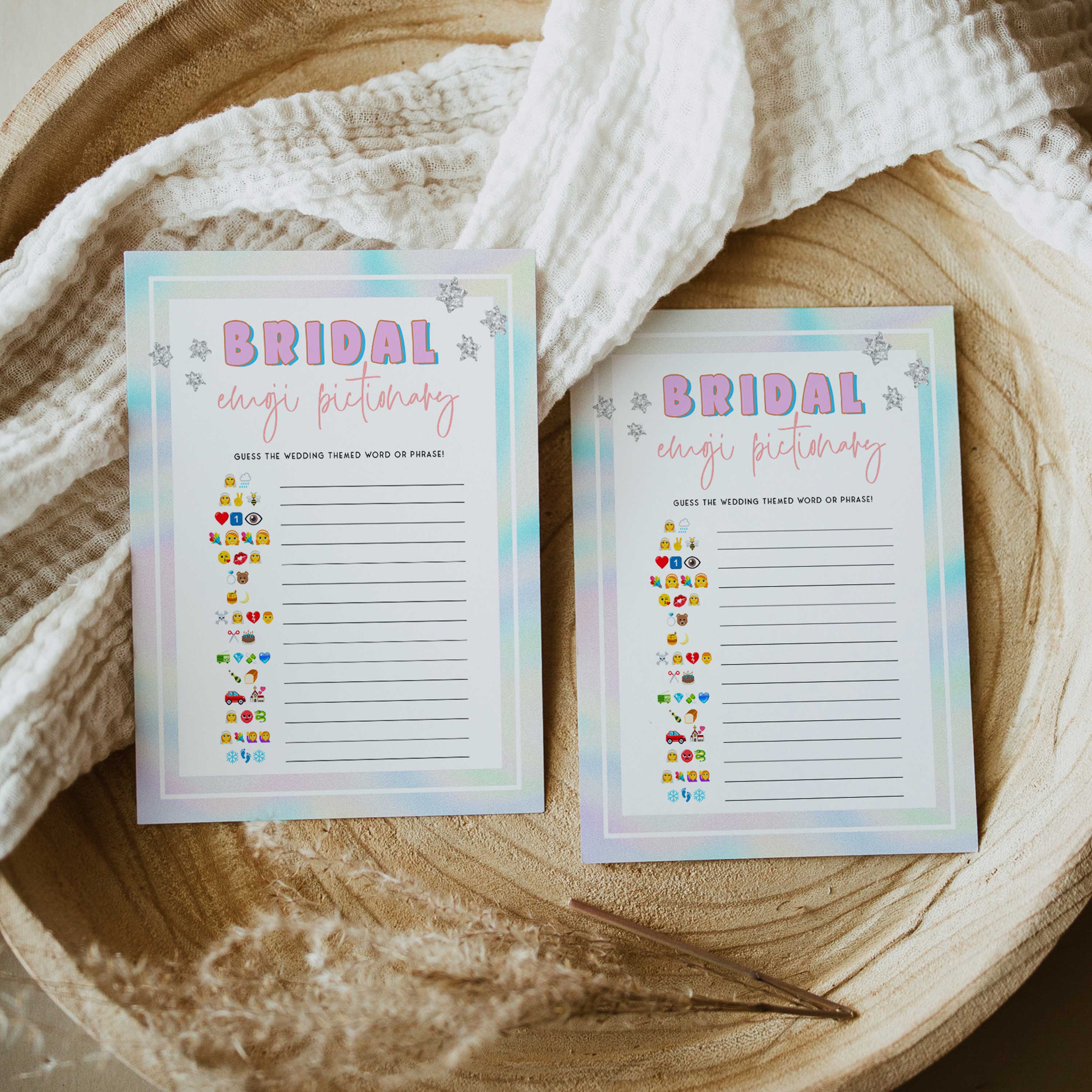 bridal emoji pictionary game, Space cowgirl bridal shower games, printable bridal shower games, bridal games, bridal shower games, disco bridal games