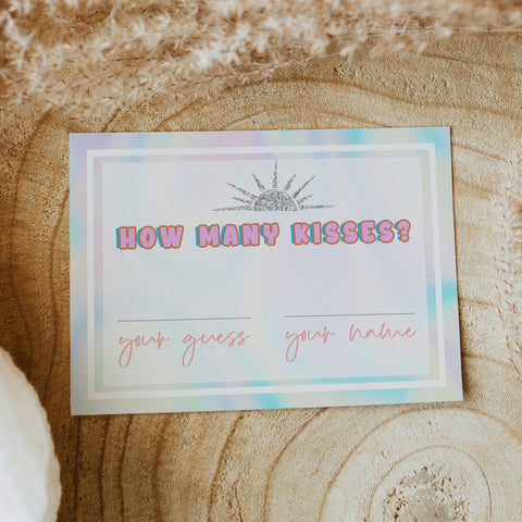 guess how many kisses game, Space cowgirl bridal shower games, printable bridal shower games, bridal games, bridal shower games, disco bridal games