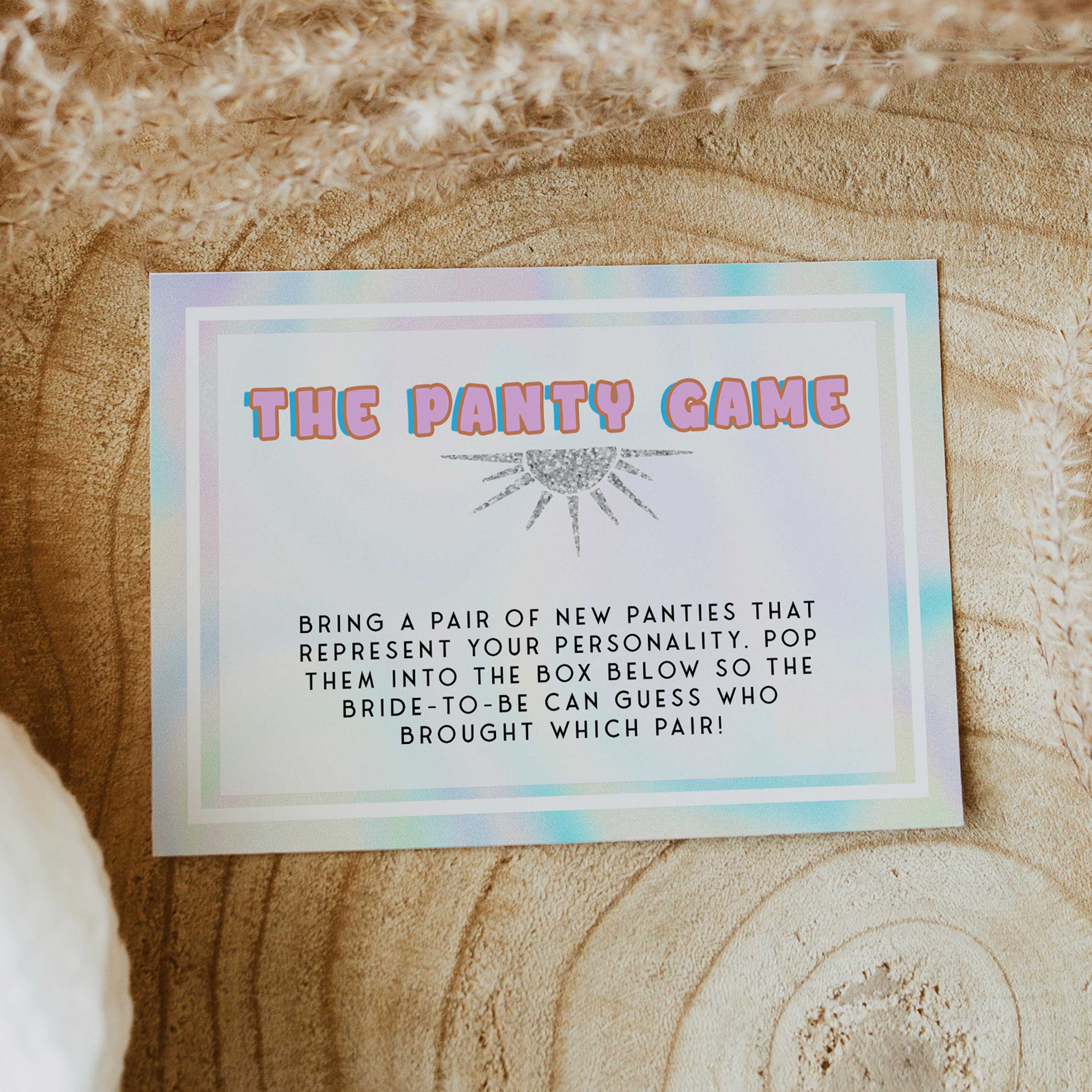 drop your panties game, Space cowgirl bridal shower games, printable bridal shower games, bridal games, bridal shower games, disco bridal games