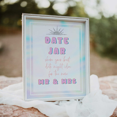 date night jar game, Space cowgirl bridal shower games, printable bridal shower games, bridal games, bridal shower games, disco bridal games
