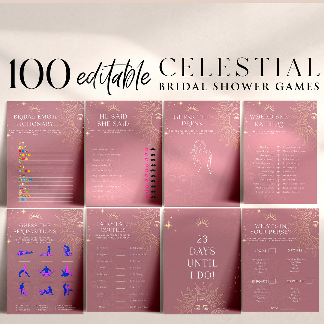 editable bridal shower games, printable bridal shower games, modern bridal shower games, popular bridal shower games, dirty bridal games