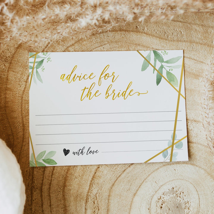 advice for he bride floral gold geometric bridal shower games