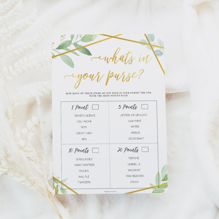 What's In Your Purse - Gold Greenery