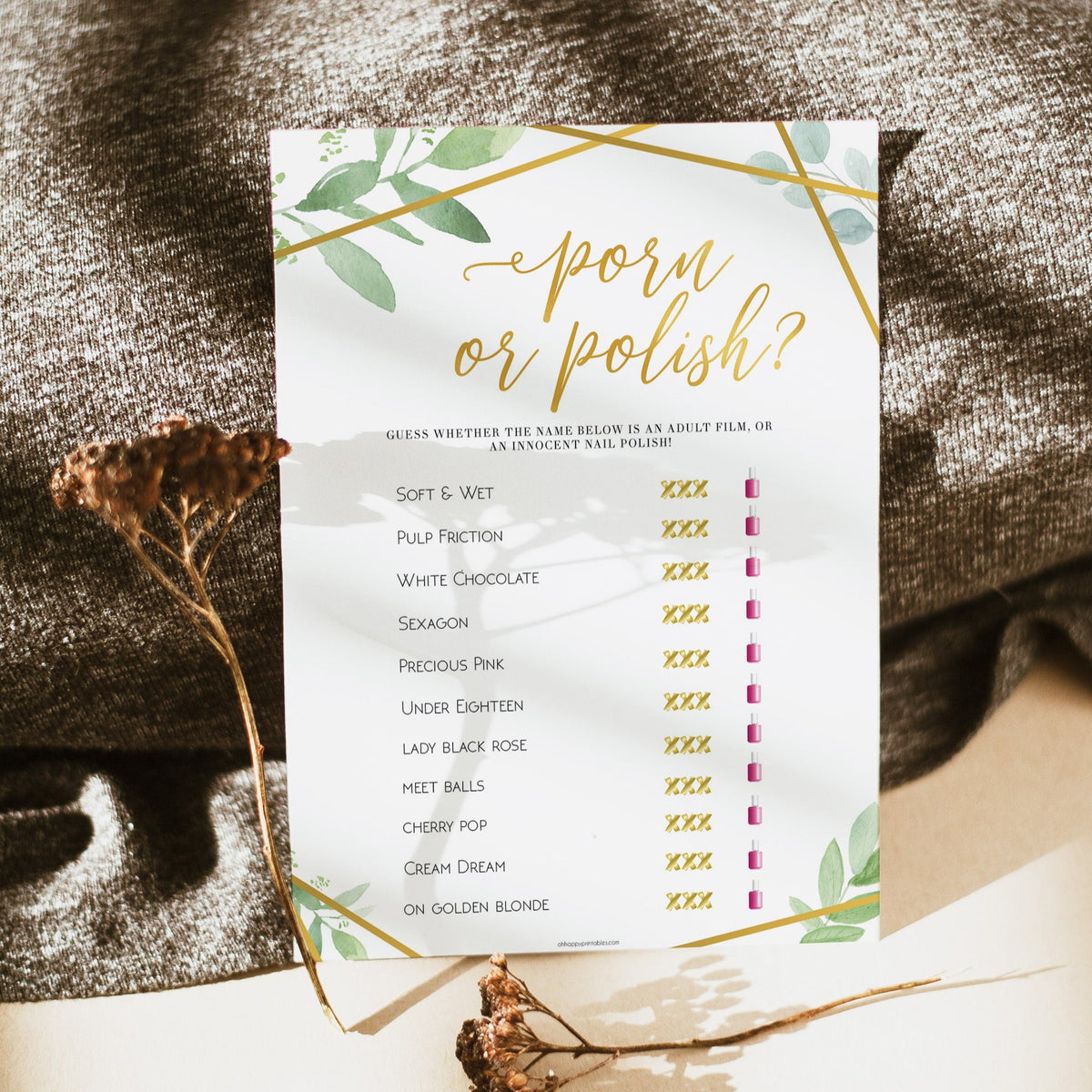 Porn or Polish Game - Gold Greenery