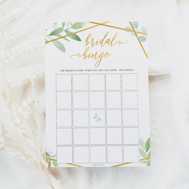 Bridal Bingo Game - Gold Greenery
