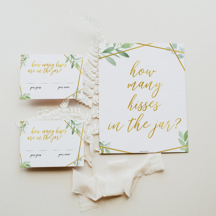 How Many Kisses in the Jar - Gold Greenery