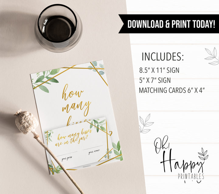 How Many Kisses in the Jar - Gold Greenery