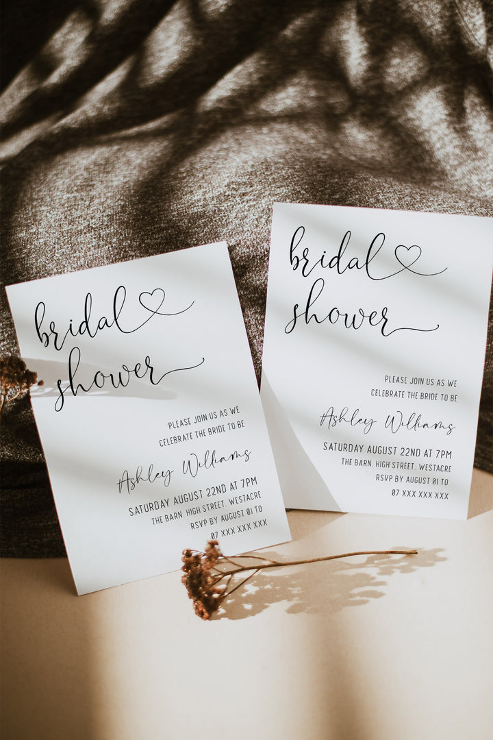 editable minimalist bridal shower invitation, printable bridal shower invitations, minimalist bridal shower invites