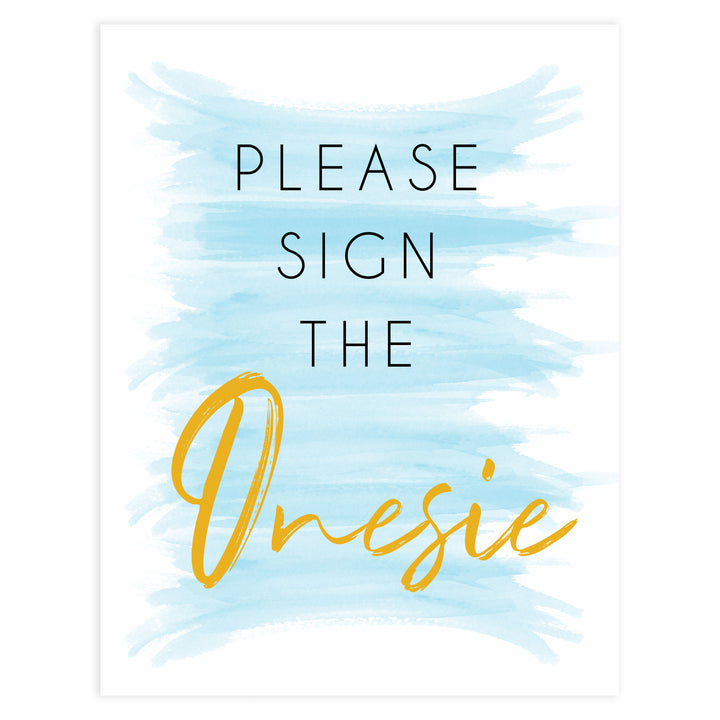 sign the onesie baby game, printable baby games, blue baby shower games, fun baby games