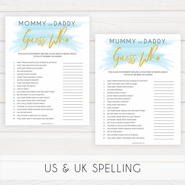 Blue swash, guess who mommy or daddy baby games, baby shower games, printable baby games, fun baby games, boy baby shower games, baby games, fun baby shower ideas, baby shower ideas, boy baby games, blue baby shower