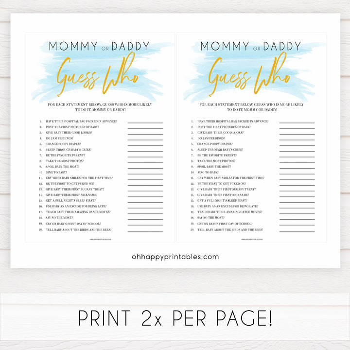 Blue swash, guess who mommy or daddy baby games, baby shower games, printable baby games, fun baby games, boy baby shower games, baby games, fun baby shower ideas, baby shower ideas, boy baby games, blue baby shower