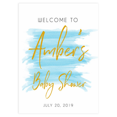 baby welcome sign, printable baby shower welcome sign, blue baby decor, blue baby shower decor, blue baby signs,