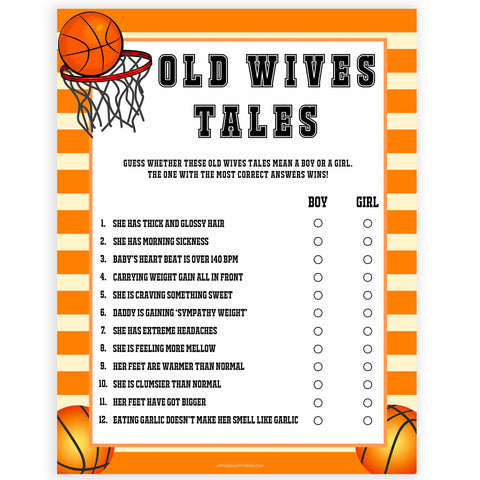 Old wives tales, baby wives tales, Printable baby shower games, basketball fun baby games, baby shower games, fun baby shower ideas, top baby shower ideas, basketball baby shower, basketball baby shower ideas