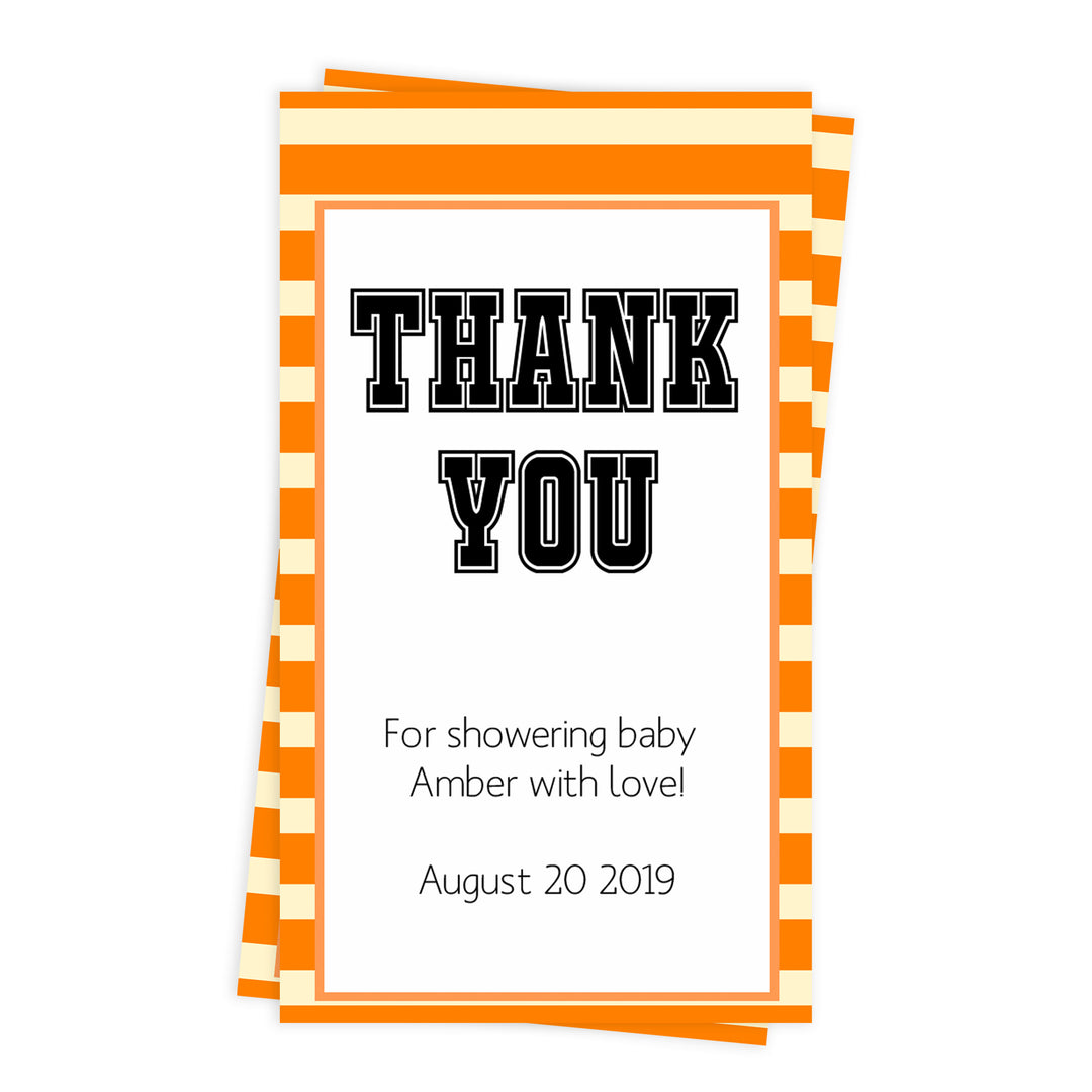 baby shower thank you tags, printable baby thank you tags, editable baby thanks you tags, basketball baby shower tags, basketball baby ideas