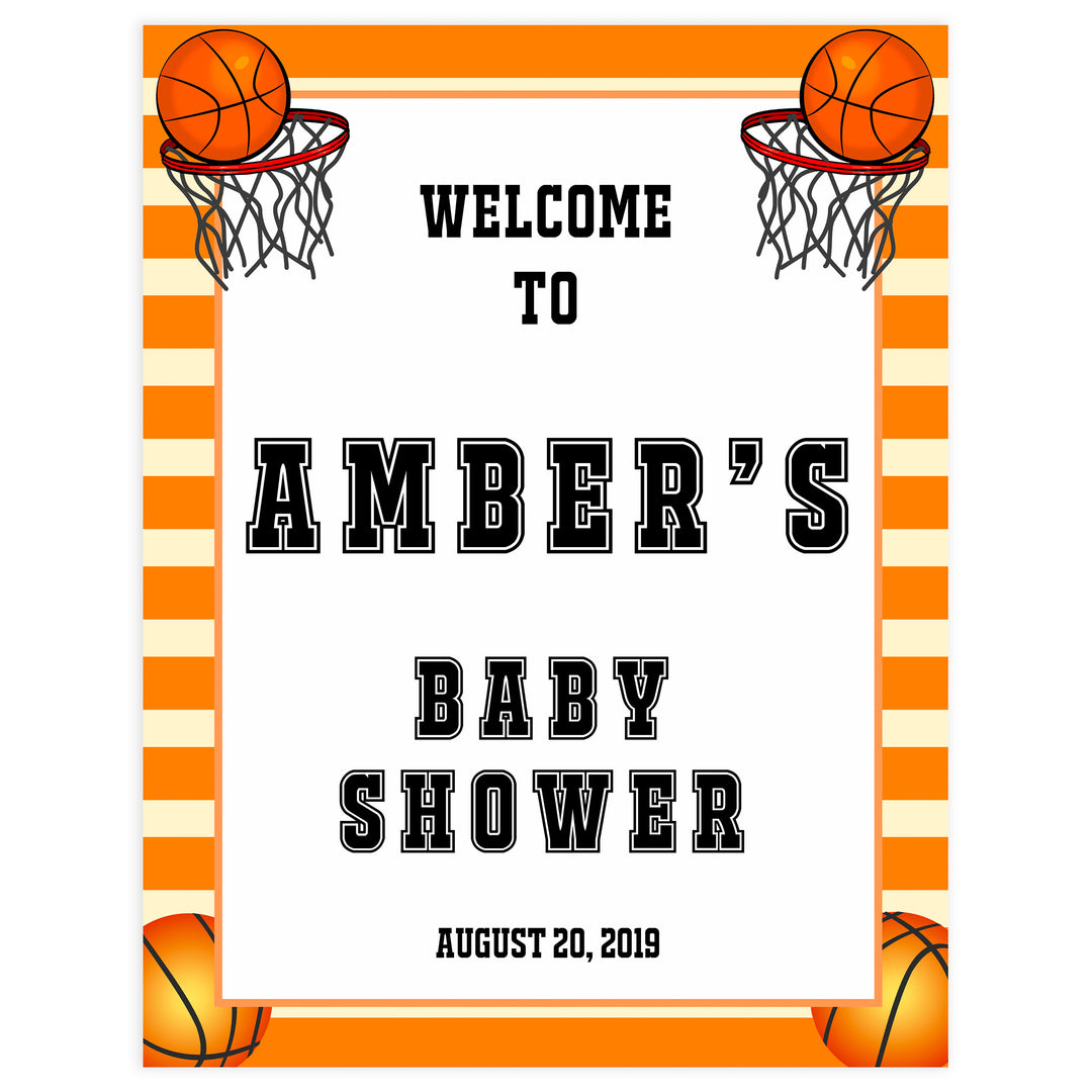 baby shower welcome signs, printable baby shower welcome signs, basketball baby welcome signs, basketball baby ideas, basketball baby decor