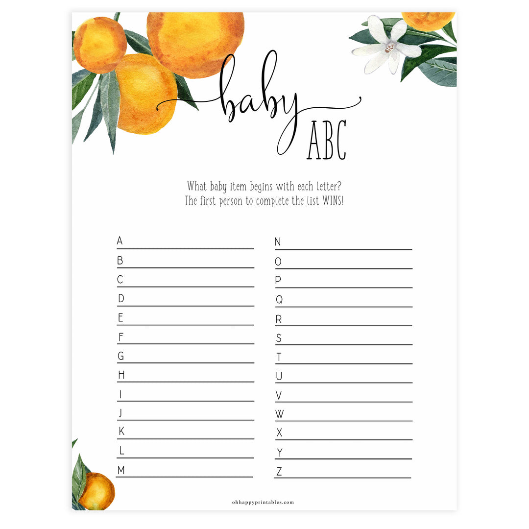 baby abc memory list game, Printable baby shower games, little cutie baby games, baby shower games, fun baby shower ideas, top baby shower ideas, little cutie baby shower, baby shower games, fun little cutie baby shower ideas, citrus baby shower games, citrus baby shower, orange baby shower