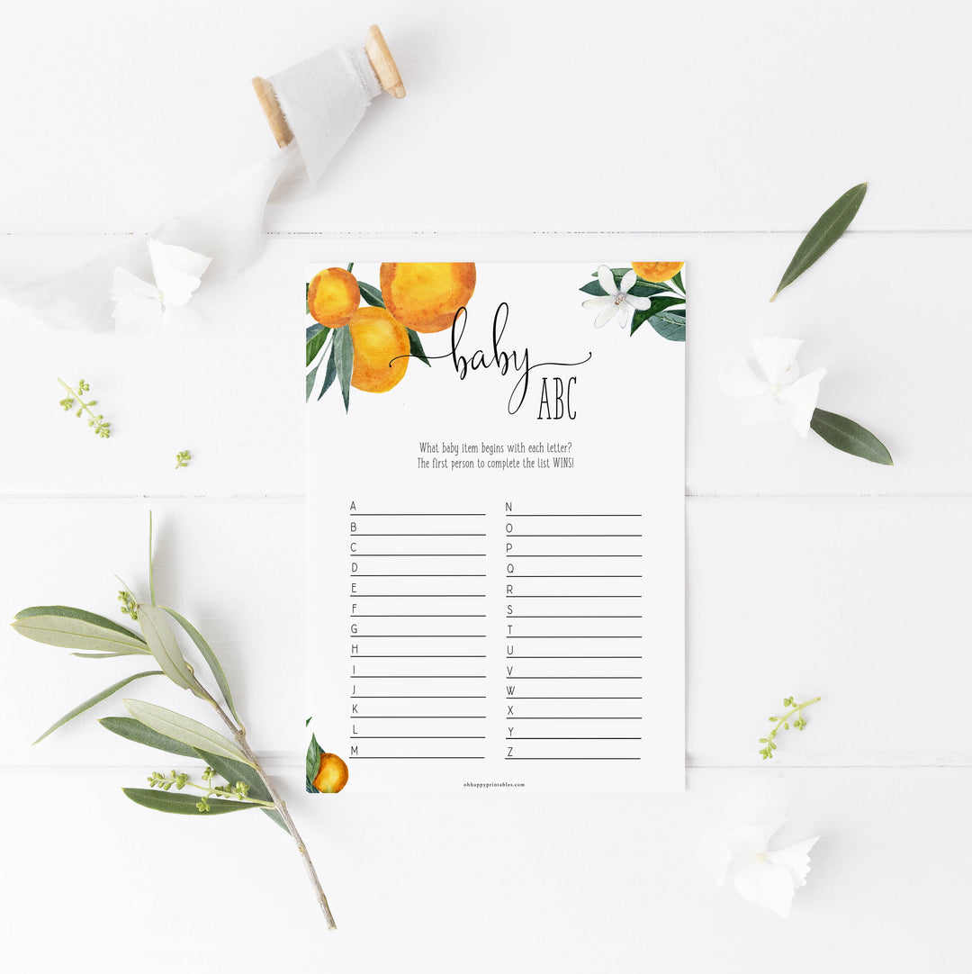 baby abc memory list game, Printable baby shower games, little cutie baby games, baby shower games, fun baby shower ideas, top baby shower ideas, little cutie baby shower, baby shower games, fun little cutie baby shower ideas, citrus baby shower games, citrus baby shower, orange baby shower