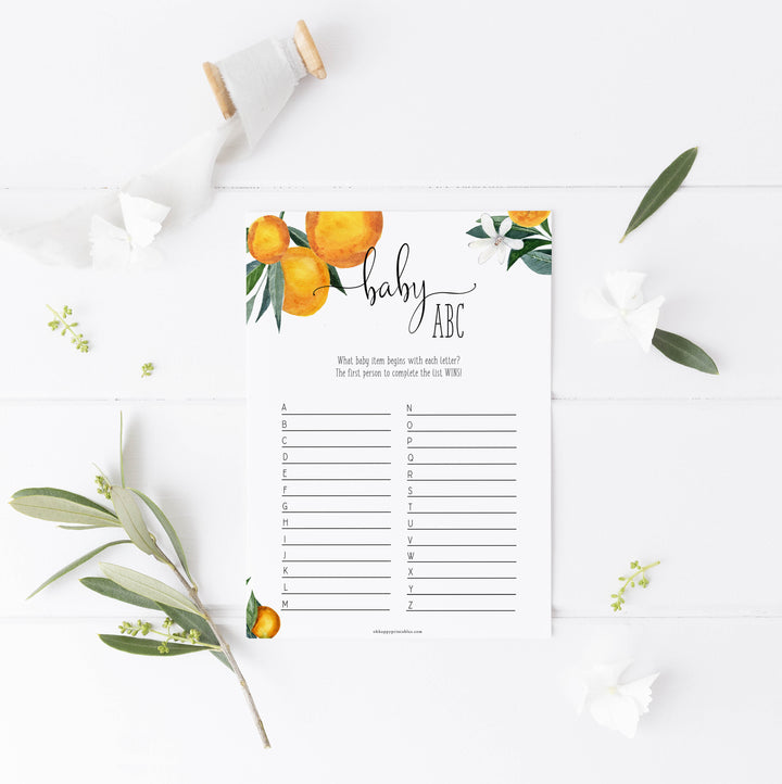 baby abc memory list game, Printable baby shower games, little cutie baby games, baby shower games, fun baby shower ideas, top baby shower ideas, little cutie baby shower, baby shower games, fun little cutie baby shower ideas, citrus baby shower games, citrus baby shower, orange baby shower