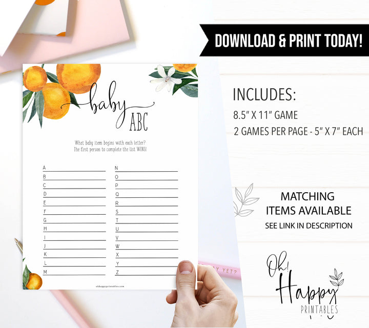baby abc memory list game, Printable baby shower games, little cutie baby games, baby shower games, fun baby shower ideas, top baby shower ideas, little cutie baby shower, baby shower games, fun little cutie baby shower ideas, citrus baby shower games, citrus baby shower, orange baby shower