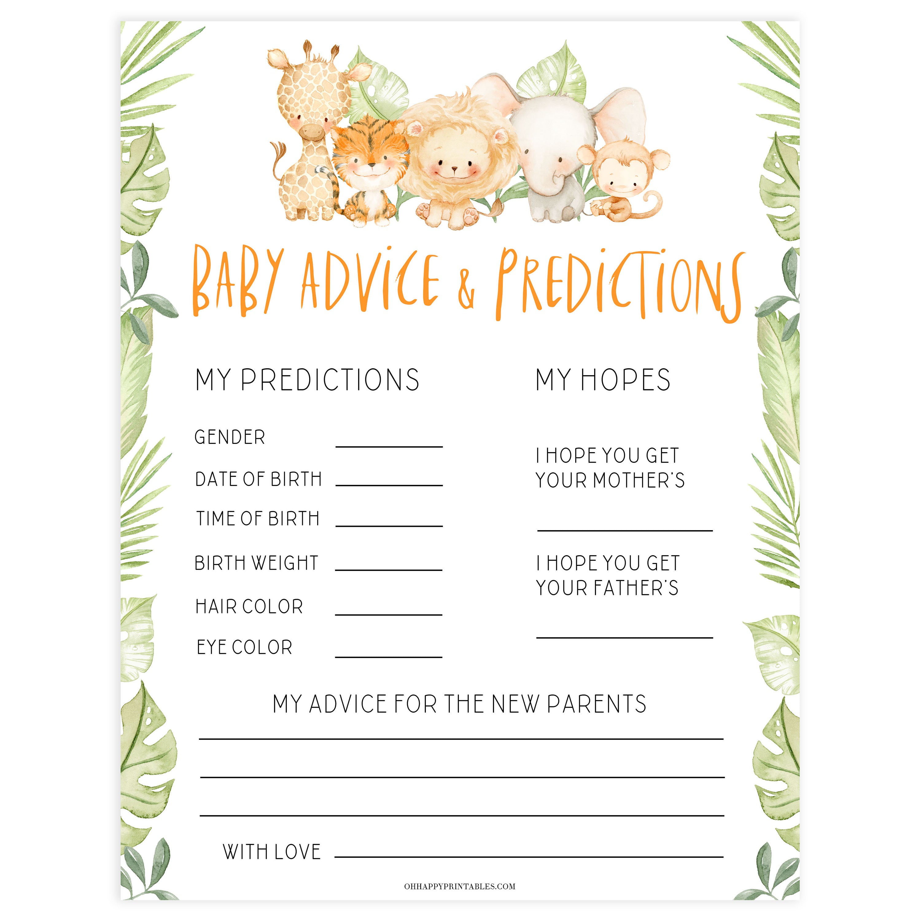 baby advice and predictions game, Printable baby shower games, safari animals baby games, baby shower games, fun baby shower ideas, top baby shower ideas, safari animals baby shower, baby shower games, fun baby shower ideas