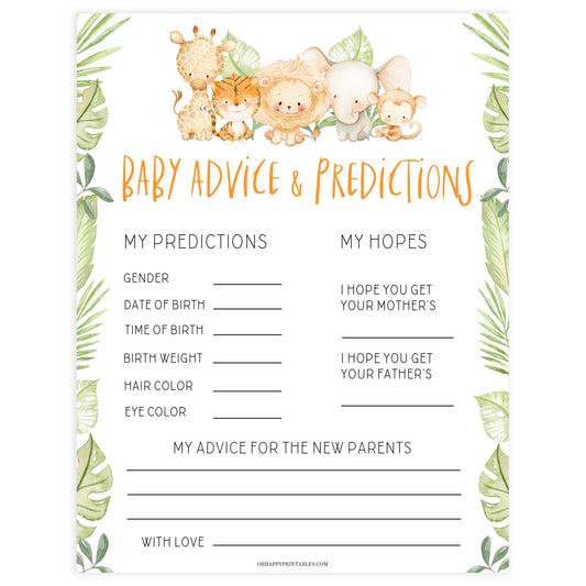 baby advice and predictions game, Printable baby shower games, safari animals baby games, baby shower games, fun baby shower ideas, top baby shower ideas, safari animals baby shower, baby shower games, fun baby shower ideas