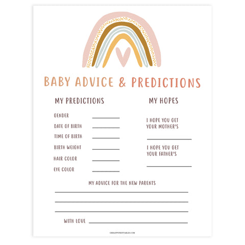 baby advice and predictions baby game, Printable baby shower games, boho rainbow baby games, baby shower games, fun baby shower ideas, top baby shower ideas, boho rainbow baby shower, baby shower games, fun boho rainbow baby shower ideas