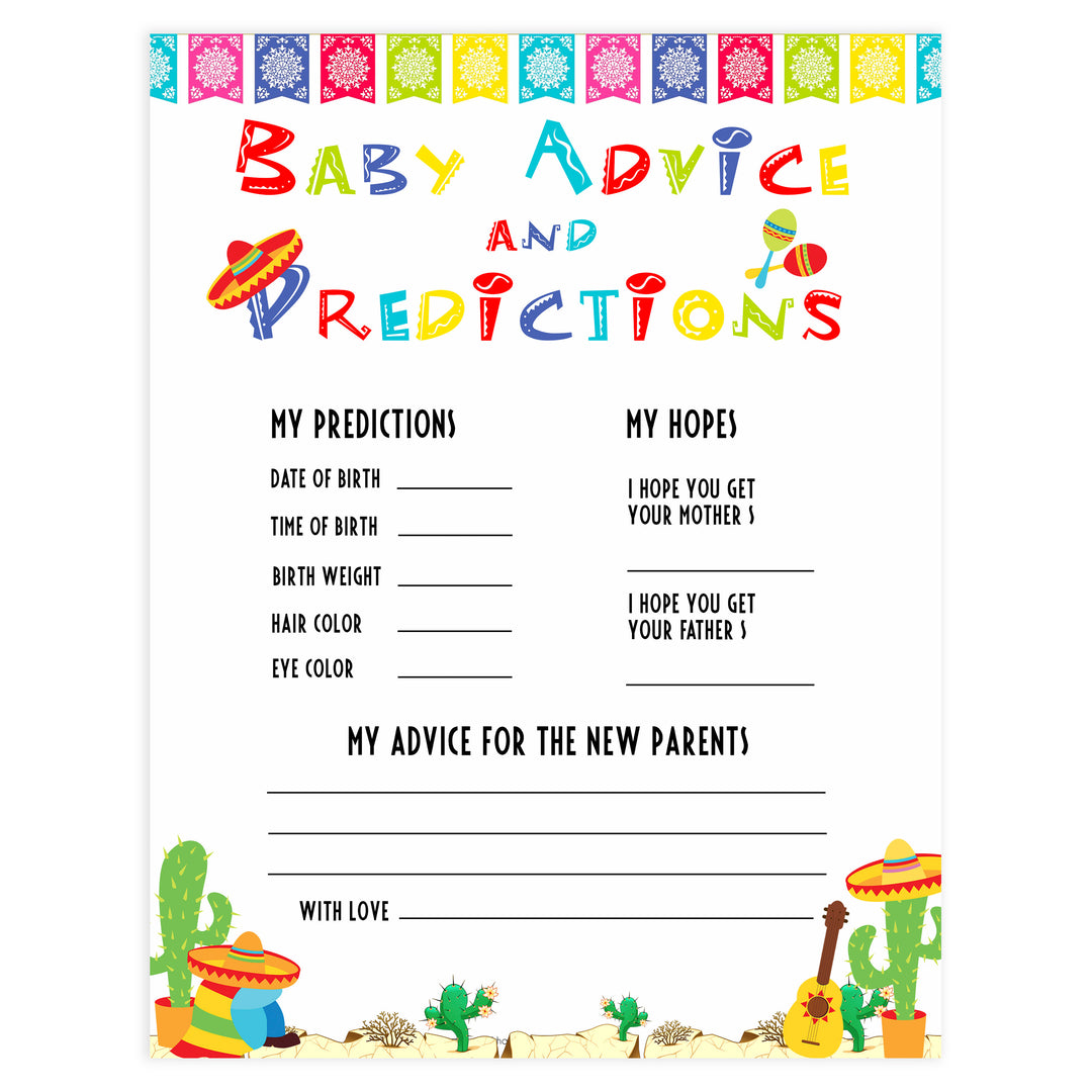 baby advice and predictions game, baby keepsake, Printable baby shower games, Mexican fiesta fun baby games, baby shower games, fun baby shower ideas, top baby shower ideas, fiesta shower baby shower, fiesta baby shower ideas